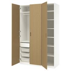 PAX / TONSTAD garderobskombination, vit/ekfaner, 150x60x236 cm