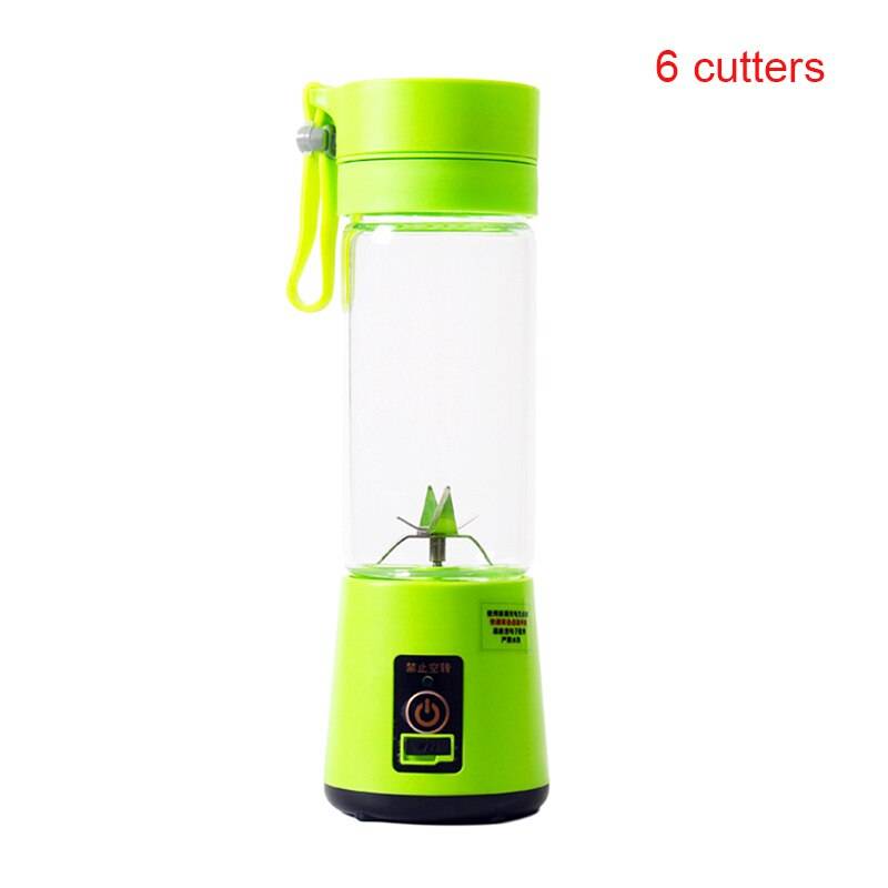 Bärbar elektrisk frukt citrus juicer flaska handhållen smoothie maker juice mixer fping - Grön sex fräsar