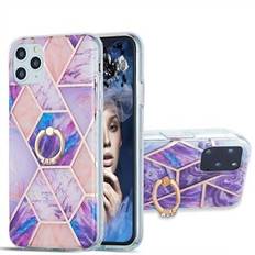 TPU Phone Rotary Kickstand Cover Super Slim 2.0mm Marble Pattern Anti-Drop Electroplating IMD IML Case for iPhone 11 Pro Max