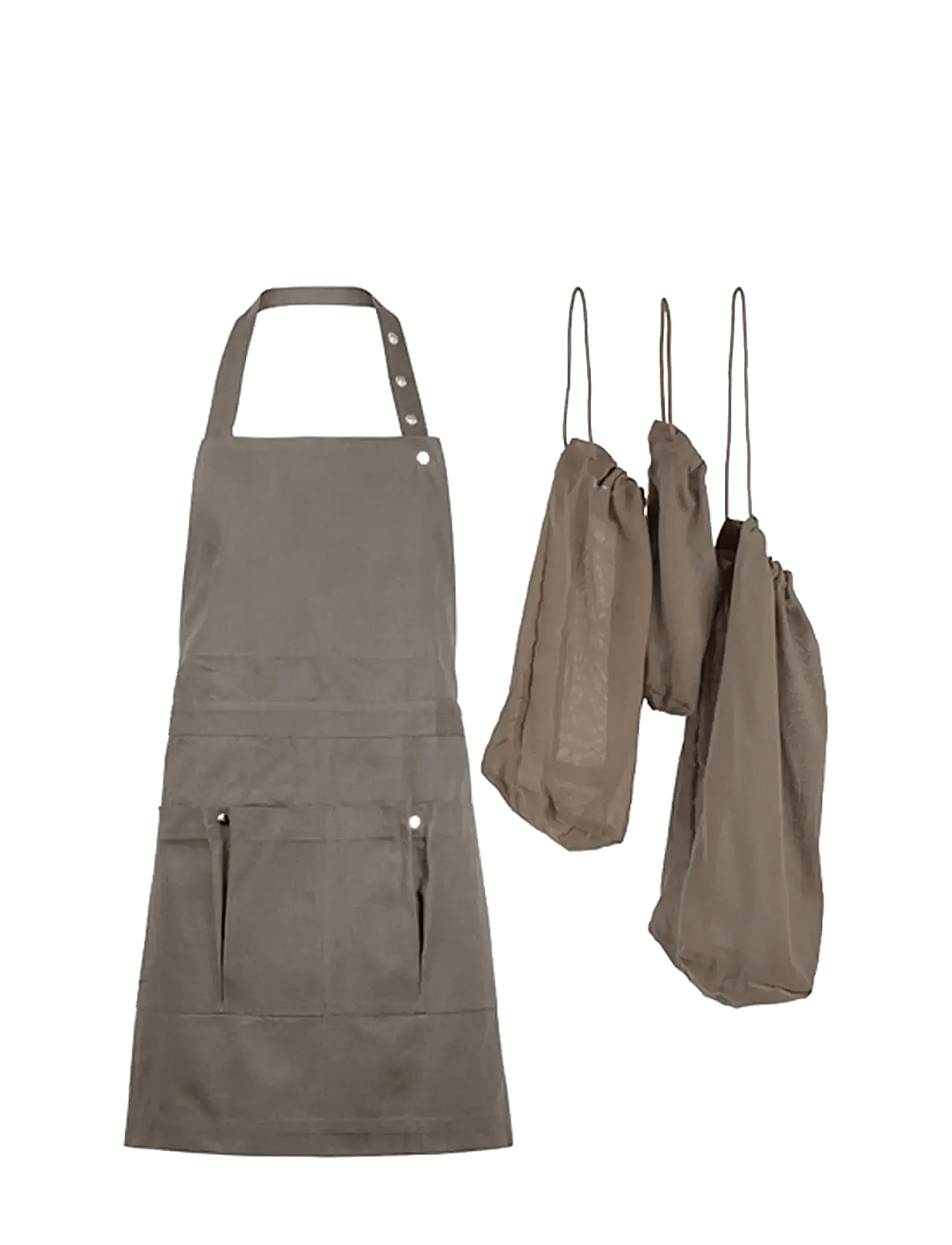 The Organic Company Garden Apron And Foraging Bags (2 Pack) - Brown - One Size