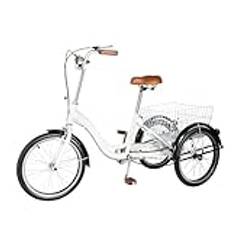 Jolre Trehjuling, 20 tum, för vuxna, seniorcykel, trehjulig cykel, stadstrehjuling, fritidstrehjuling, cruising-cykel med shoppingkorg.