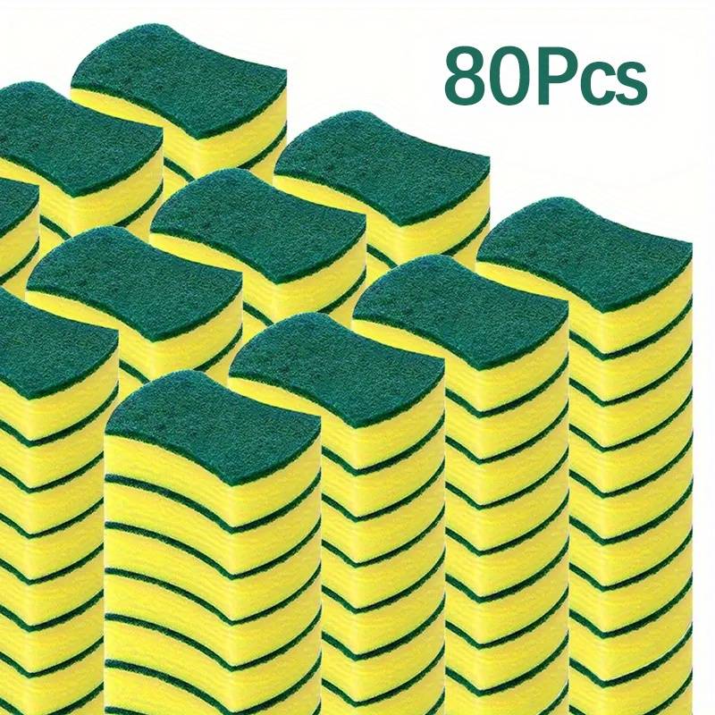 60/80/160pcs Premium Multifunctional Cleaning Sponges - Dual-sided Scrub & Wipe, , Scratch-free, Super Absorbent For Kitchen/bathroom/glass Surfaces, Polyurethane Material