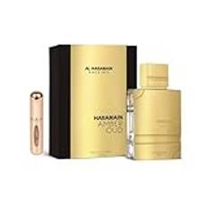 Amber Oud Gold Edition parfym 120 ml, långvarig arabisk parfym, Eau da Parfum importerad från Dubai, inklusive påfyllningsbar 5 ml sprayflaska (Gold Edition 120 ml)