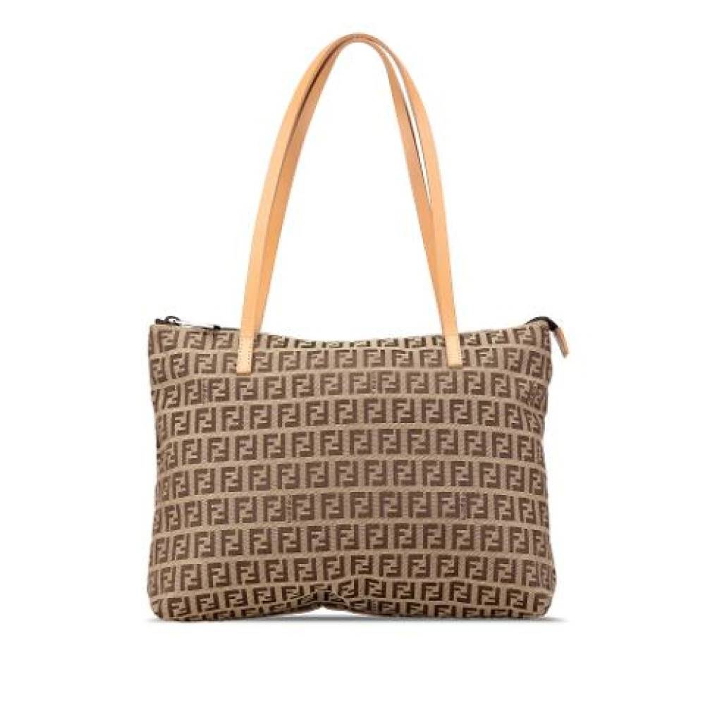 Fendi Vintage Pre-owned Canvas Tote Bag - Vintage - Dame - Beige - ONE SIZE - Læder