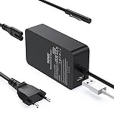 Yta laddare 44 W 15 V 2,58 A för Microsoft Surface Pro 6/Pro 5/Pro 4/Pro 3, Surface Laptop 2/1, Surface Book 2/1, Surface Go 3/2/1, modell 1800 1796 1736 1735 1625