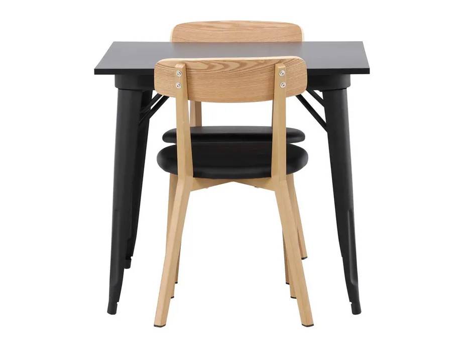 Venture Design Tempe & Sanjos spisegruppe Natur/sort 2 stole og borde 80 x 80 cm