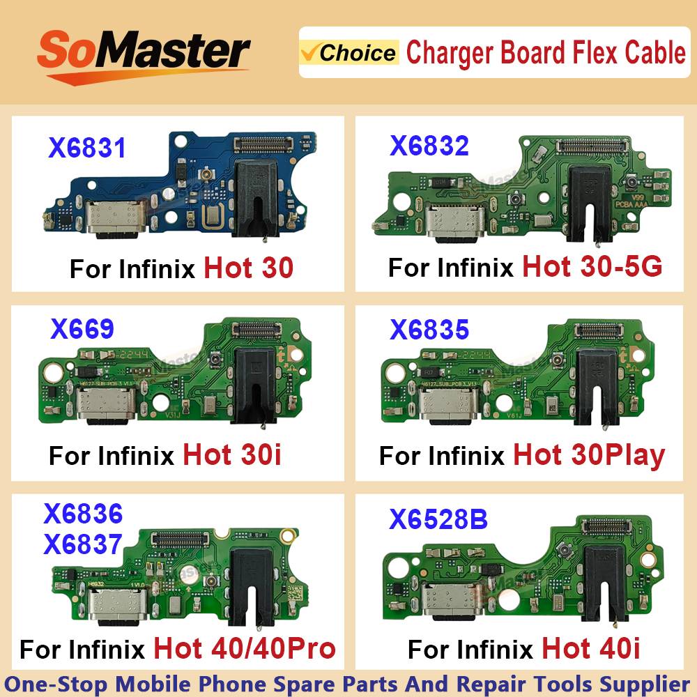 USB Charging Dock Board For INFINIX Hot 30i 30 Play 40i 40 PRO X6831 X6836 X669 X6835 Charger Port Connector Flex Cable Repair