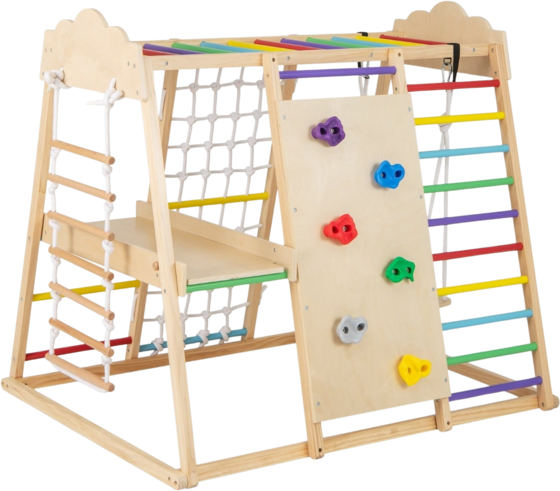 Northix 8-in-1 Montessori Climbing Set With Slide Swing Spel & Trädgårdslek Natural - 140 cm