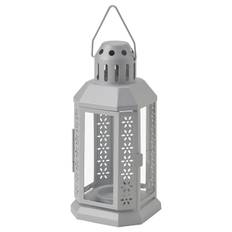 ENRUM lykta för värmeljus, inom-/utomhus silverfärgad, 22 cm
