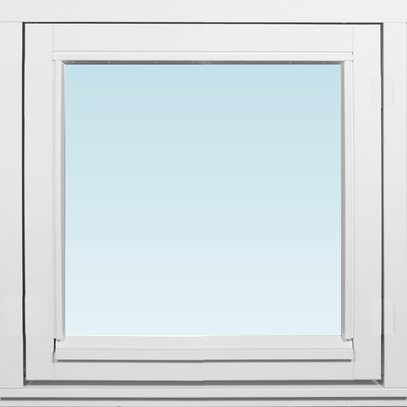 Svenska Fönster SF överkantshängt fönster utåtgående 580x580mm 1-luft, insida trä utsida trä, 2-glas  (6x6)