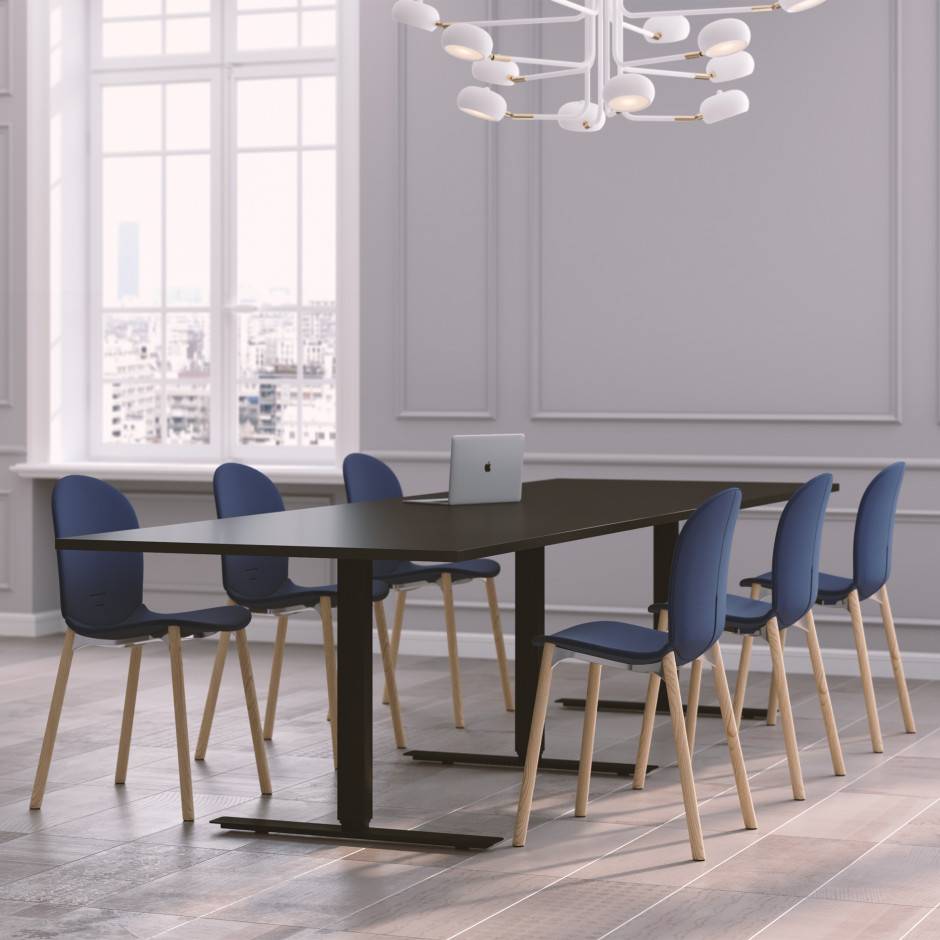 Konferensgrupp Modul + Noor 6080F, Storlek 8 platser (280 cm), Färg på stol Blå, Färg på bord Svart