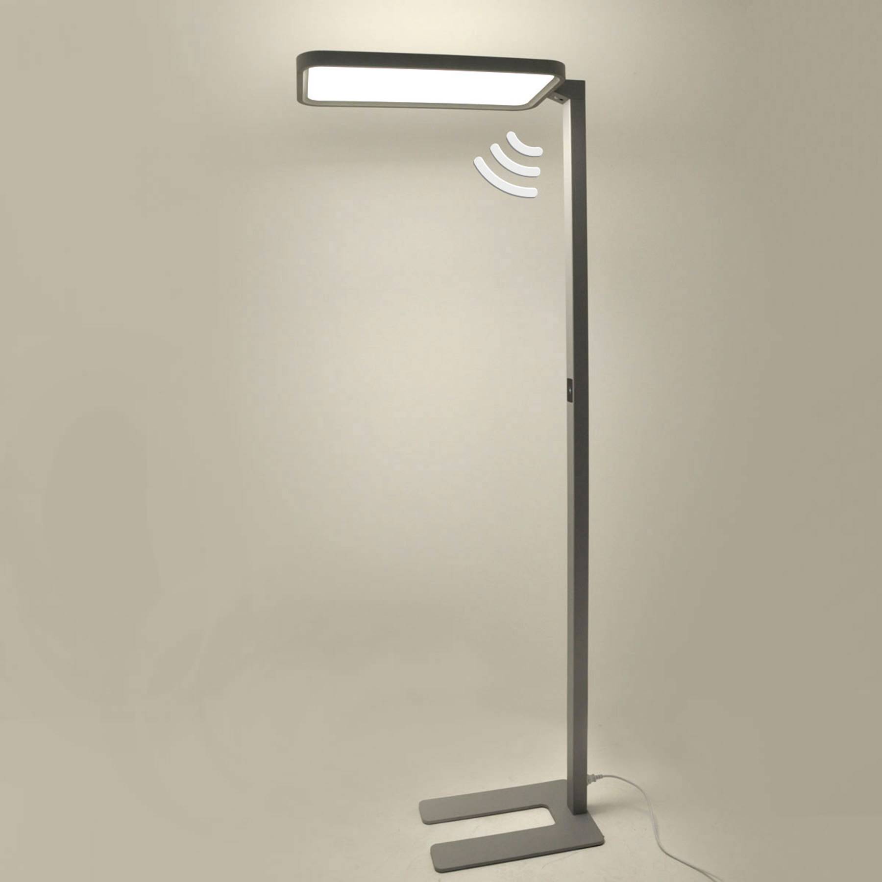 Golvlampa Nelus Neo Arcchio, dimbar, Aluminium / grå / zink, Arbetsrum / kontor, Aluminium / grå / zink