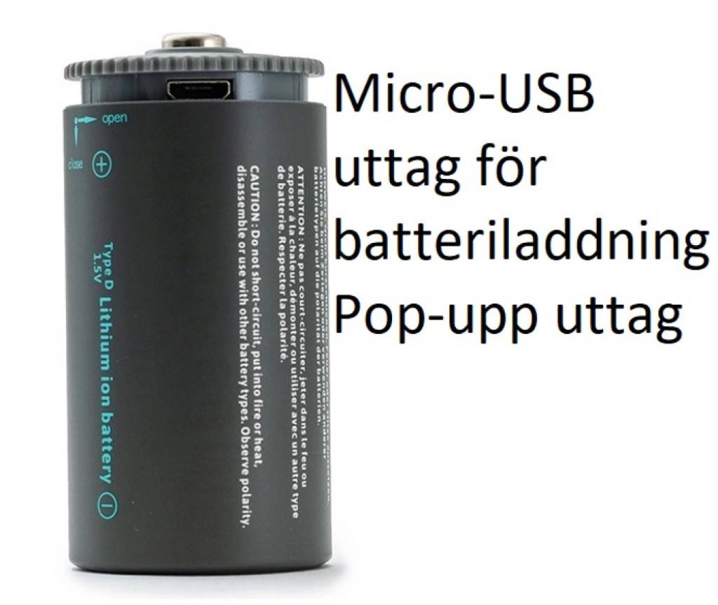 Pale Blue Li-ion Laddbara Batterier Typ-D, 2-pack, USB- laddning