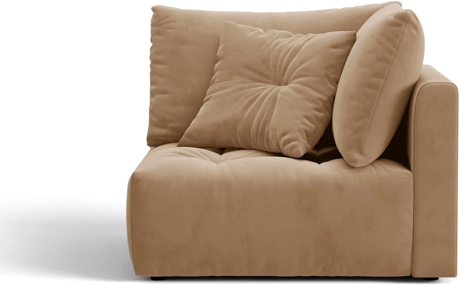 Hjørnemodul til modulsofa Micadoni Bloom Casino Lion velour mandelbeige.