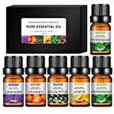 Vattenlöslig eterisk olja,6st Doftoljor Födelsedagspresent - Hemtillbehör 10ml eteriska oljor Lavendel Orange Mint Eucalyptus Sandelträ Citron Tacery