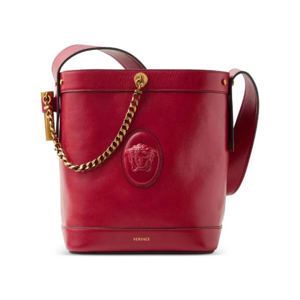 Versace Læder-bucket bag med Medusa-plakette - Tasker - Dame - Rød - ONE SIZE - Læder