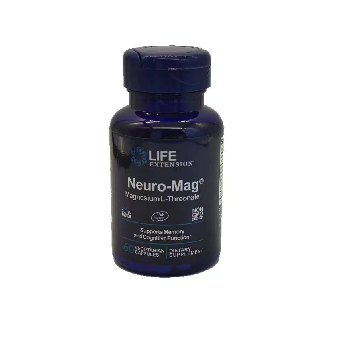 Neuro-Mag Magnesium L-Threonate, 60 Vegetarian Capsules | For Women and Men. Non-GMO, Gluten Free, Vegetarian.