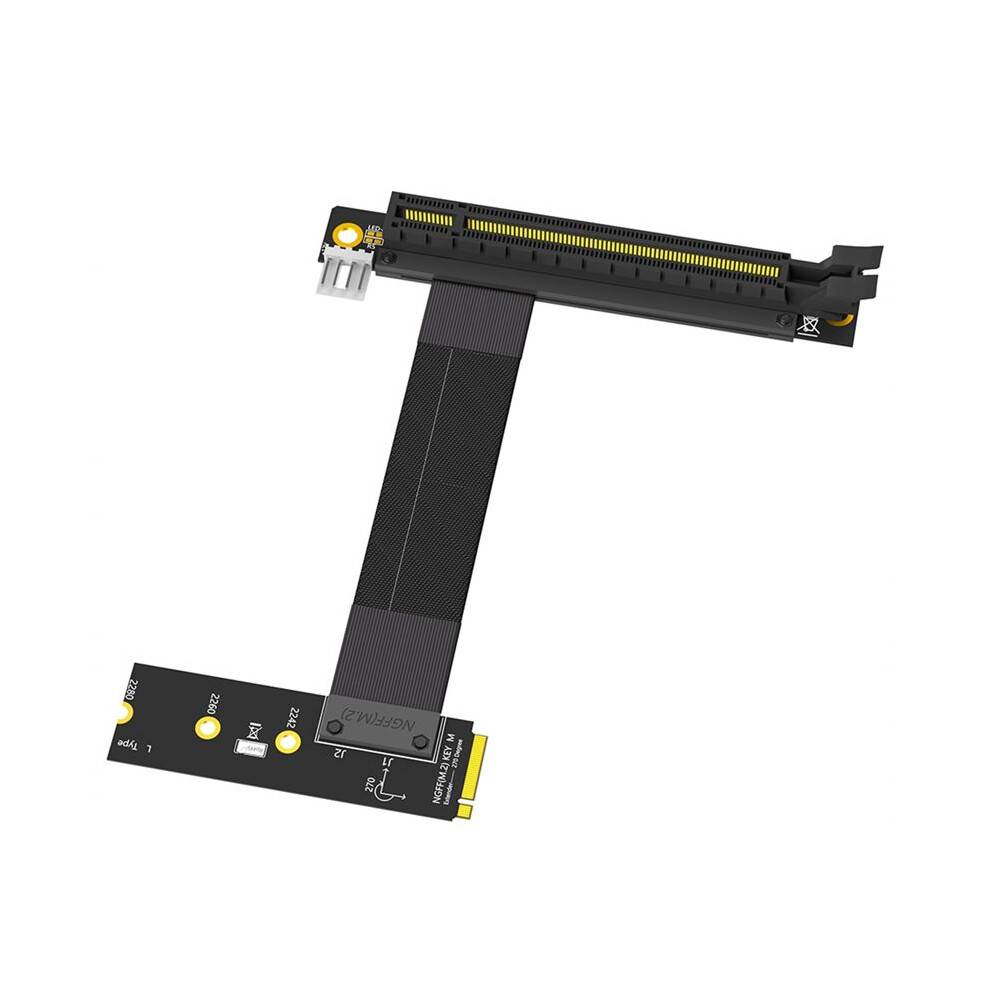 M.2 NGFF Key M to PCIe 16x Card Riser Adapter Card, Nvme to PCI-Express 16X Extension Cable(Left Direction)