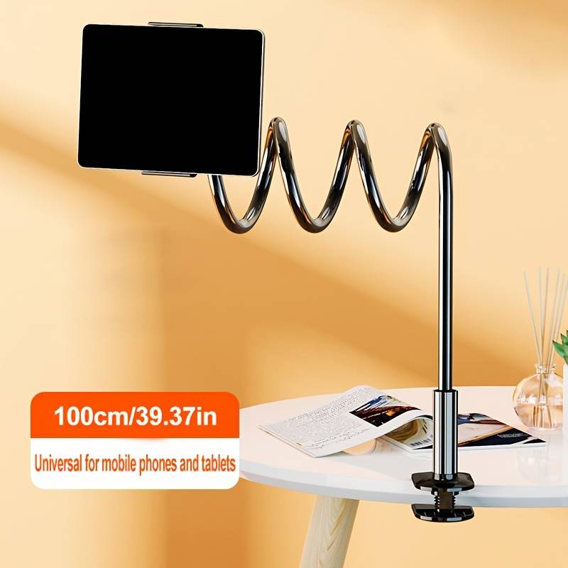 TEMU High-quality Tablet Holder Universal Bedside Support Stand With 360° Adjustable Rotation, Black And