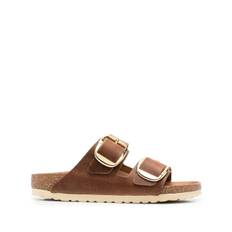 Birkenstock - lädersandaler med dubbla remmar - dam - polyetylenvinylacetat (peva)/läder/mocka - 37 Narrow - Brun