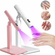 UV LED Nagellampa Mini UV Nagellampa Nagel Bärbar Nageltork Vertikal Lampa Professionell UV Mini Nageltork Lampa, Mini UV Med Stativ Med Fransk Stämpe - Multifärgad (Vit,rosa)