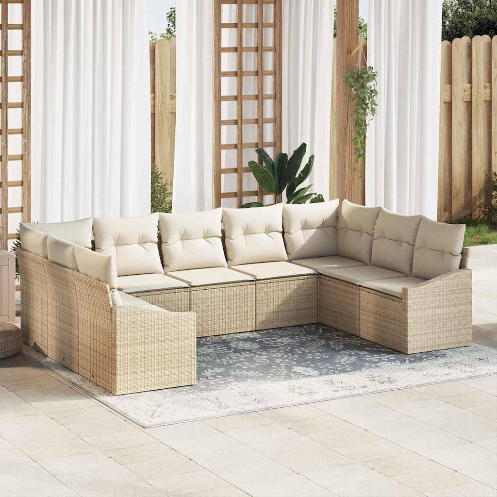 vidaXL Sofa Sæt 9 stk. Beige polyrattan