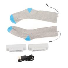 Electric Heated Socks Rechargeable Battery Heated Thermal Socks Outdoor Winter Cotton Warm Socks grå/svart