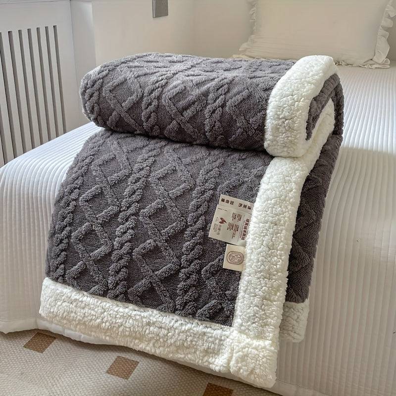 Stilfullt Vändbart Fleece Täcke för Ultimat Komfort och Värme - Mörkgrå / 150*200cm