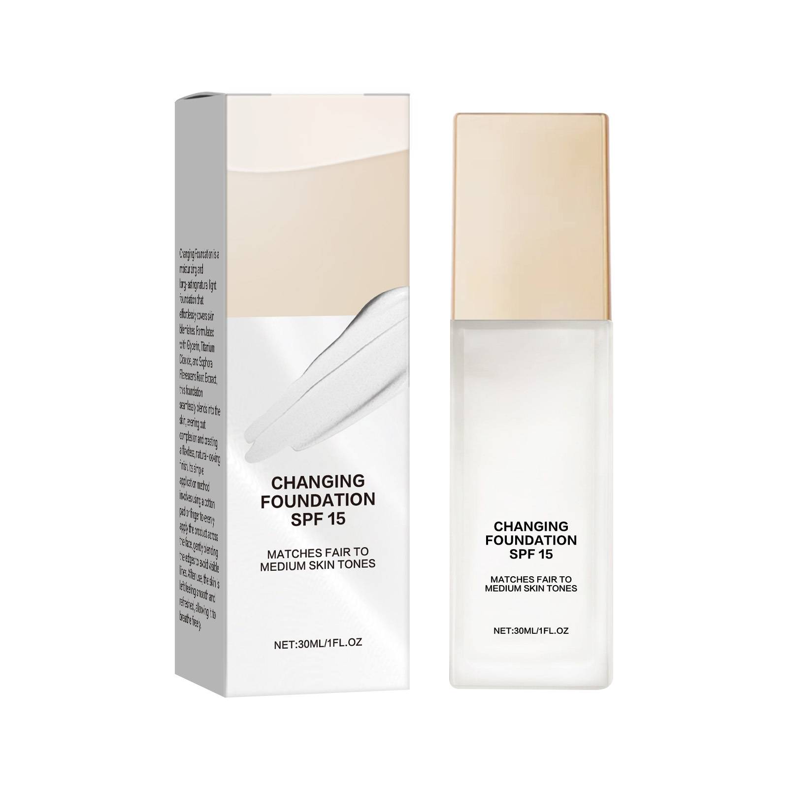 TEMU Lightweight And Hydrating Foundation 30ml | Natural Makeup Effect With Long-lasting Coverage, Featuring A Thin And Breathable Texture Enriched With Moisturizing And Spf15 Sunscreen