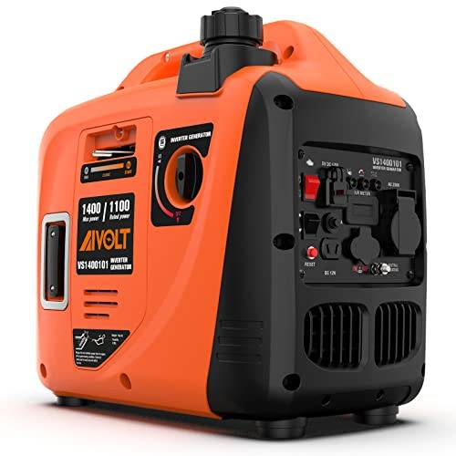 AIVOLT Bensingenerator 1400W Tyst Invertergenerator med AC 230V/DC 12V/USB Typ-A-utgångar Och 2,5L Tankutgångar Bärbar ljusgenerator för Utomhuscamping