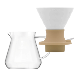 Filterbryg Sæt Inkl. Timemore Server 600ml & Hario V60 Immersion Switch Dripper Keramik 2 Kop. Jasmin Hvid & 100 stk. Filtre