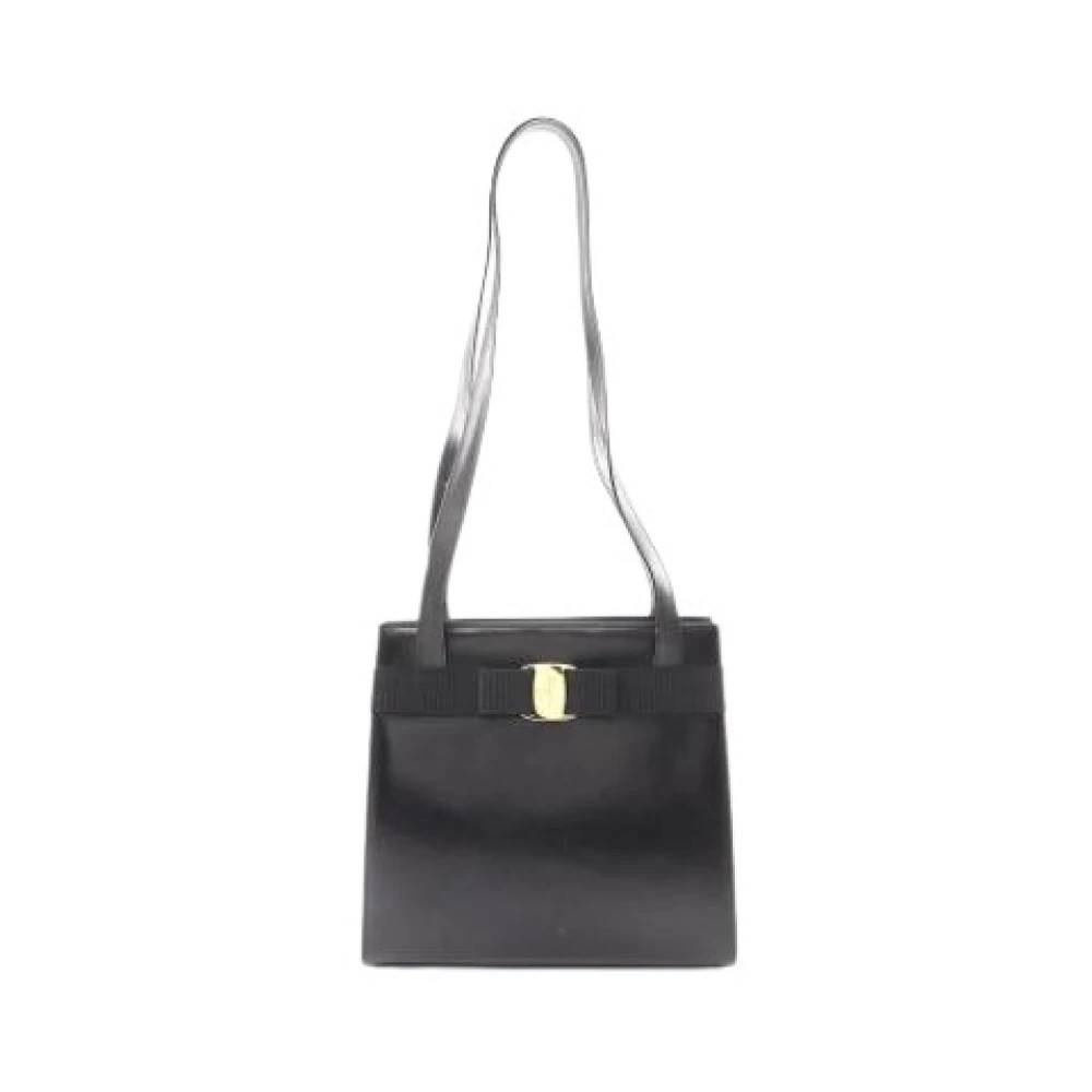 Salvatore Ferragamo Pre-owned Pre-owned Læder Skuldertaske - Vintage - Dame - Sort - ONE SIZE - Uld
