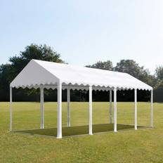 4x8 m partytält utan sidoväggar, PVC-presenning,  vit, med bottenram - (1057)