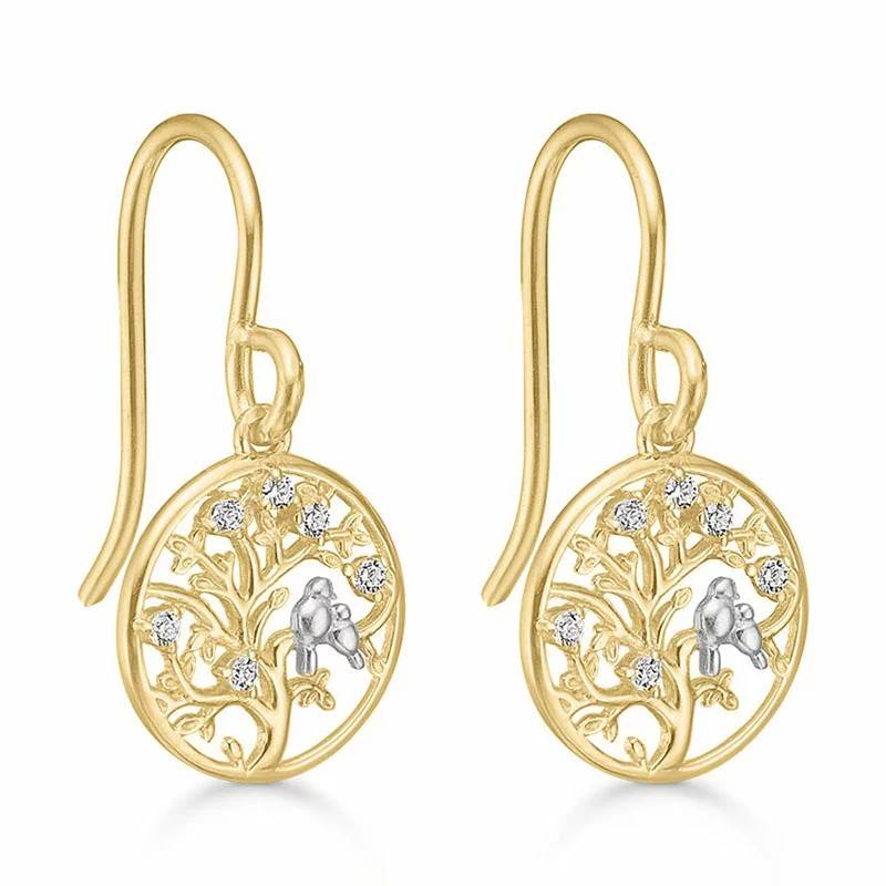 Støvring Design livets træ zirkon øreringe i 8 karat guld hvid zirkon - Livets træ smykker