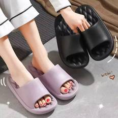 Ladies' Men's Slippers Cloud Thick Sole, Summer EVA Soft Slip-On Sandals for Indoor Bathroom Beach, Non-Slip Unisex Casual Shoes 48-49 svart