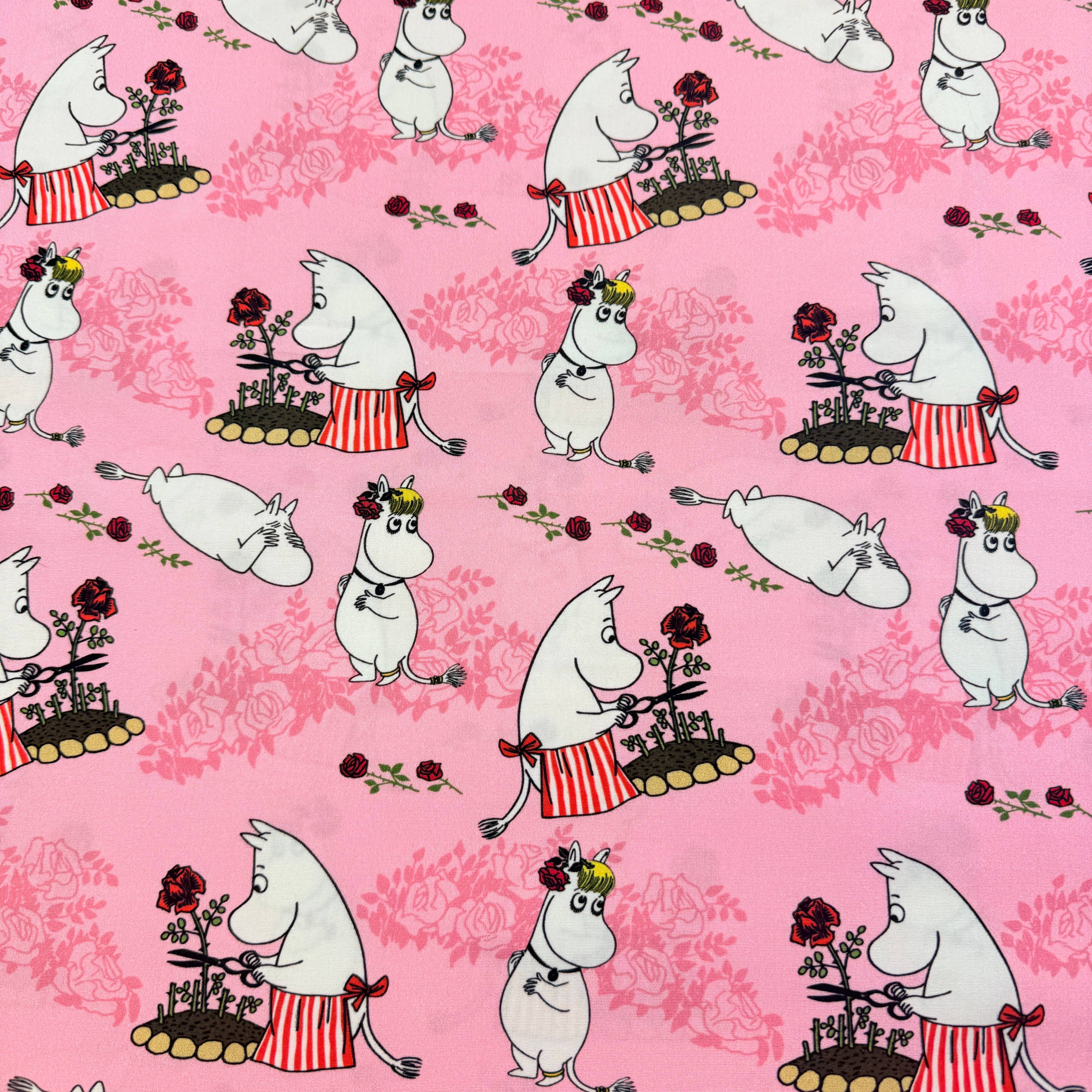 Moomin | Vävt tyg - Rosenträdgård, rosa - Moomin