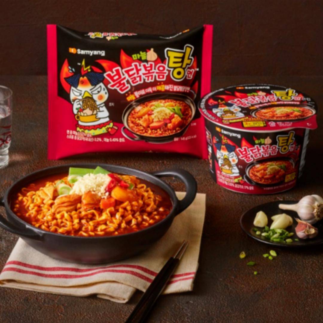Samyang Buldak Hot Chicken Ramen i påse 145g x 4 st / Kopp 120g x 4 st / Koreanska nudlar, Kfood, Autentisk Koreansk Mat