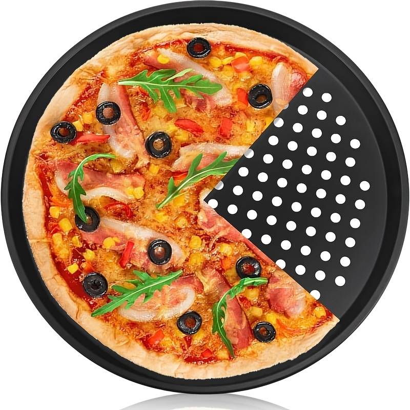 1 Of 3 Carbon Steel Pizza Pans In Different Sizes, Sturdy And Durable Baking Pans - , 29 Cm, And 32 Cm In 3 Sizes
