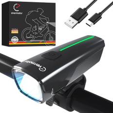 Evermotor LED cykelljus fram med StVZO-godkänd, USB-C 2 600 mAh batterikapacitet cykellampa, IPX5 vattentät cykelljus, 50 lux cykelbelysning, blinkers för barn och vuxna