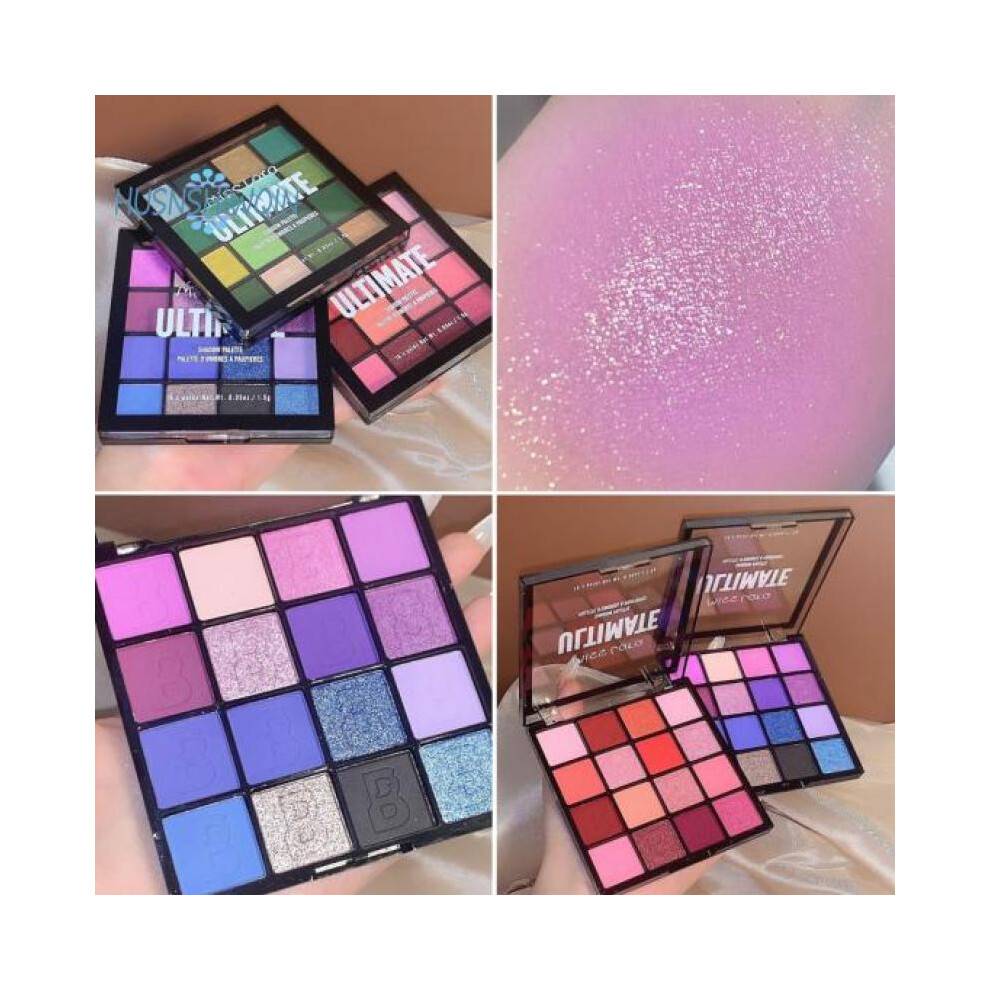 (Purple) 16 Colors Glitter Eyeshadow Palette High Pigmented Safe Ingredients Mild Texture Allergy Free Makeup for Women
