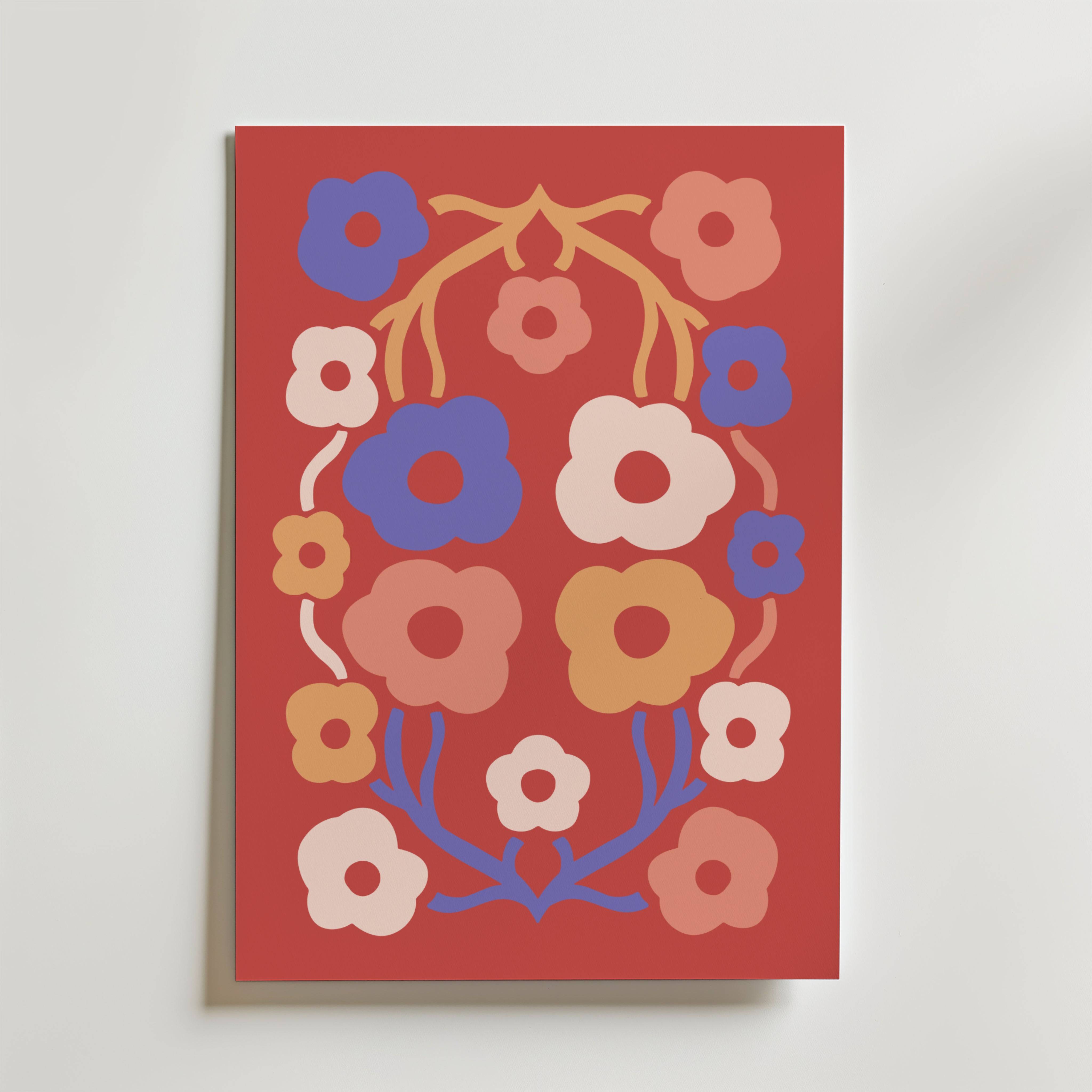 Red Garden Bloom Poster - Premium Canvas 50x70 cm