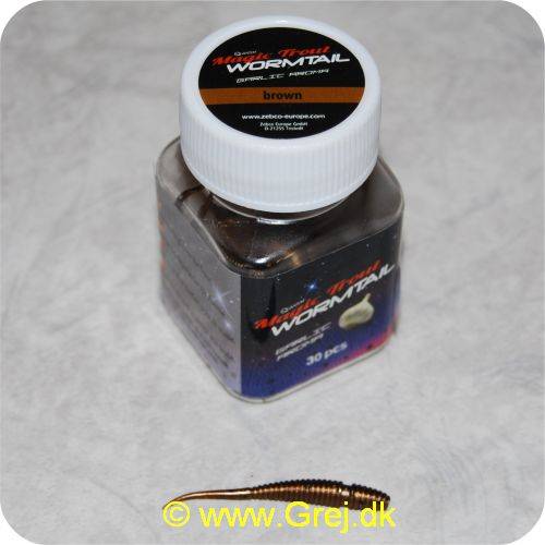 Magic Trout Wormtail tilsat hvidløg - 30 stk - Brown.