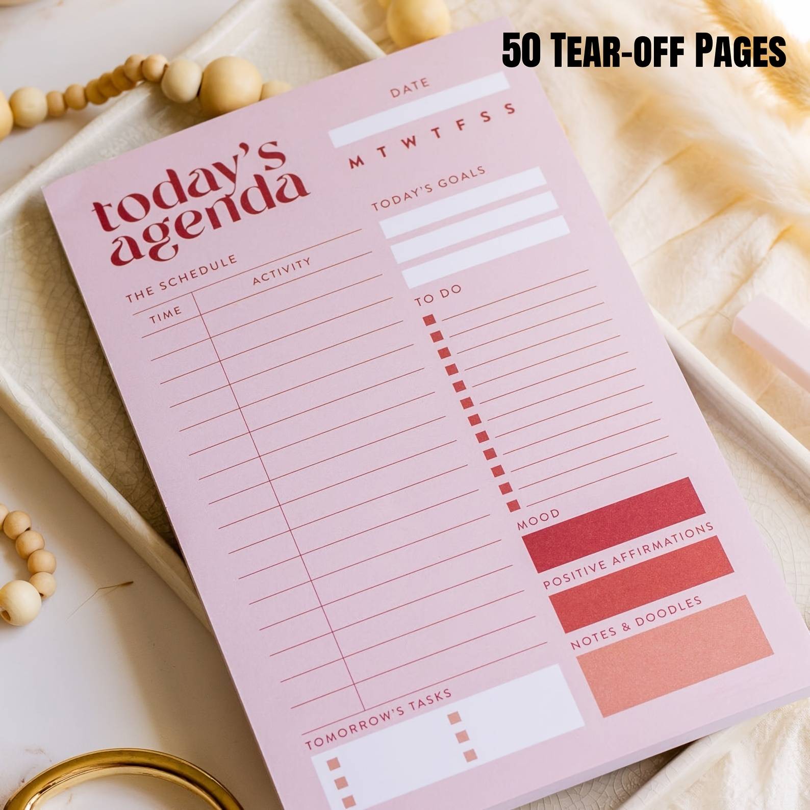 1 Daily Planner/50-page Tear-off Daily Planner/daily To-do List/daily Key Item Log/suitable For Self-planners, Planners, Personal Organizers