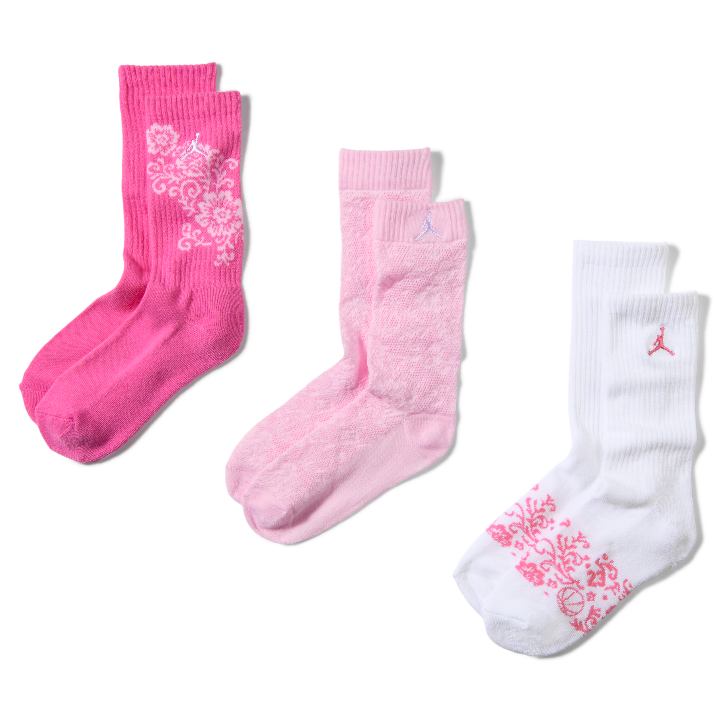 Jordan Floral Lace-crewstrømper til børn (3 par) - Pink