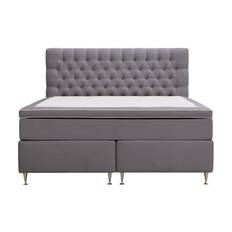 Berg & Strand Hilton Lyx Komplett Sängpaket 180x200 cm Kontinentalsäng med knappad sänggavel i sammet - Grå sängpaket
