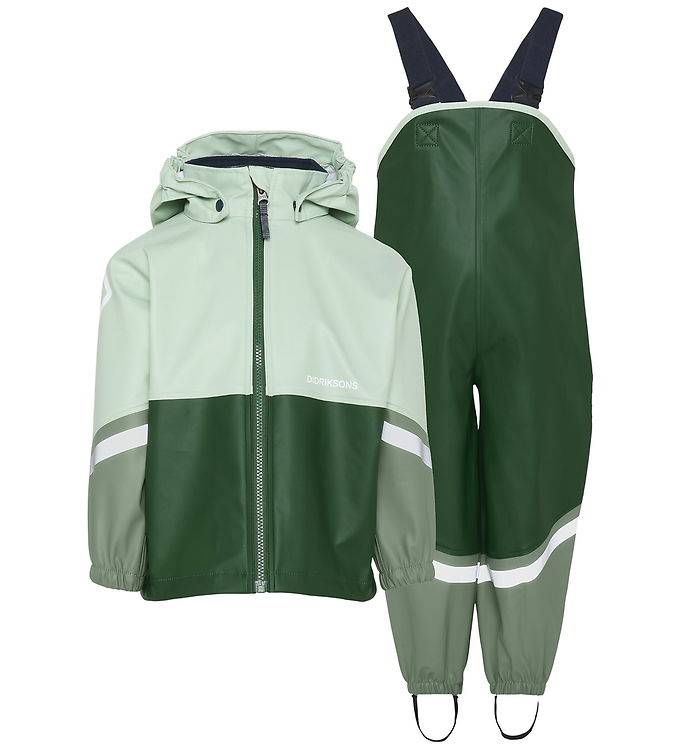 Didriksons Regnkläder m. Hängslen - Waterman - PU - Tall Green - Didriksons - 110 - Regnkläder