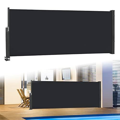 UISEBRT Sidomarkis utdragbar 100 x 300 cm – balkong, insynsskydd, markis, väggmarkis, solskydd, vindskydd för terrass, balkong, trädgård, antracit