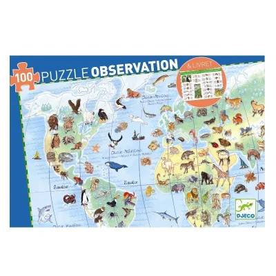 Djeco - Observations puslespil, Verdens Dyr 100 brikker