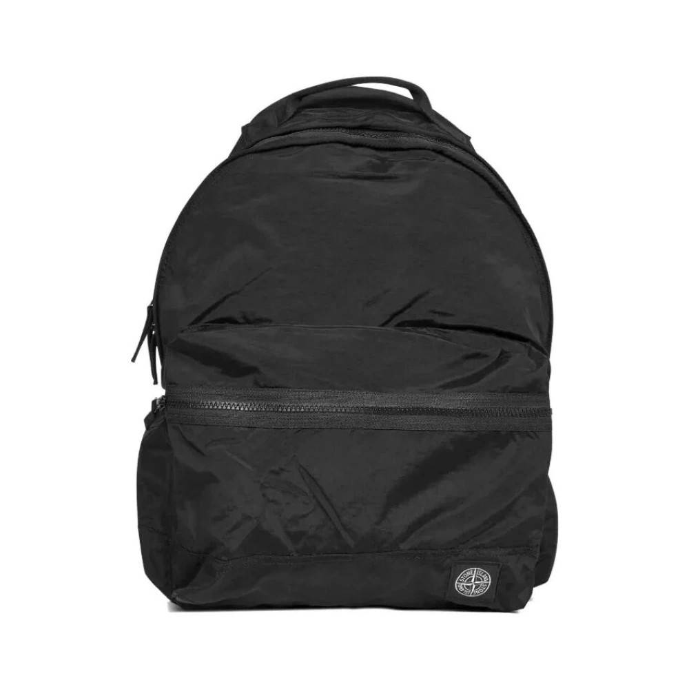 Stone Island Logo Motif Rygsæk - Tasker - Herre - Sort - ONE SIZE - Uld