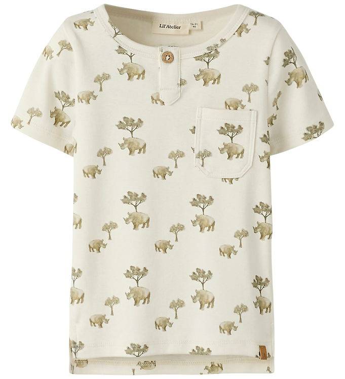 Lil' Atelier T-shirt - NmmLayo - Slim - Coconut Mjölk/Rhino - Lil Atelier - 5 år (110) - T-shirt